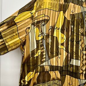 Vintage HappyDay New York Olive & Brown Tone Picasso 80s Shirt